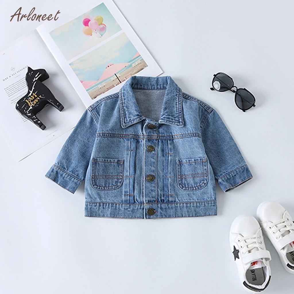 Детская джинсовая куртка ARLONEET теплая для мальчиков и девочек детская белого