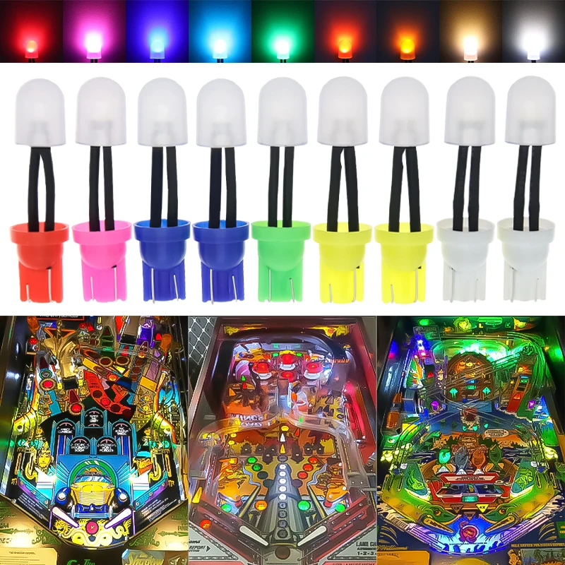 Base de cuña LED F10 con lente esmerilada, máquina de juego de Pinball sin polaridad blanca, AC DC 6V 6,3 V 194 T10 #555, 10 piezas