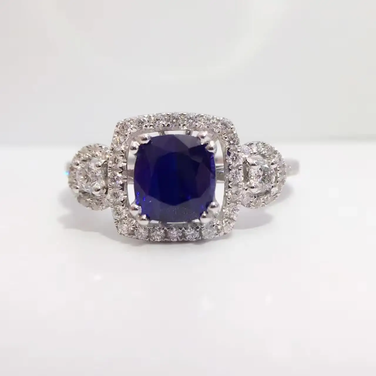 1.687ct+ 0.407ct 18K золото натуральный сапфир женское кольцо с алмазной установкой новое Изысканное Украшение на свадьбу обручальное кольцо