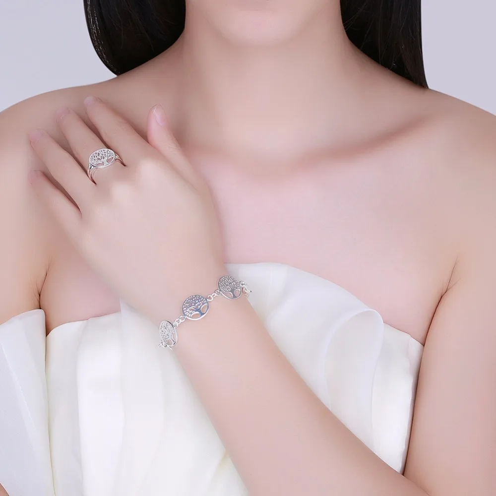 

925 Sterling Silver Tree Of Life Bracelet For Women Personalized Bracelets&bangle Birthday Gift Pulseras Mujer Moda/jljfdla