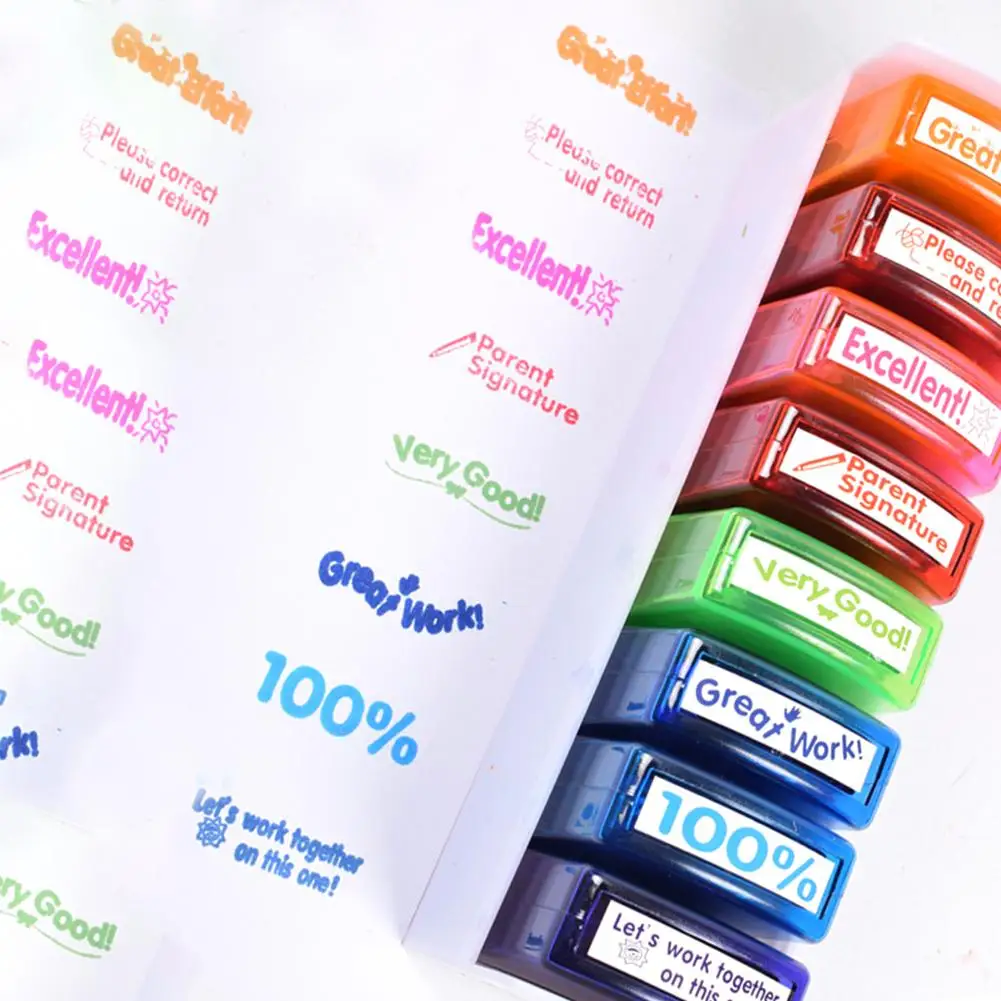 Children Stamp Toy 8pcs Colorful Teacher Seal Set School Grading Stamps for HN-PP103 Kids Christmas Gift | Игрушки и хобби
