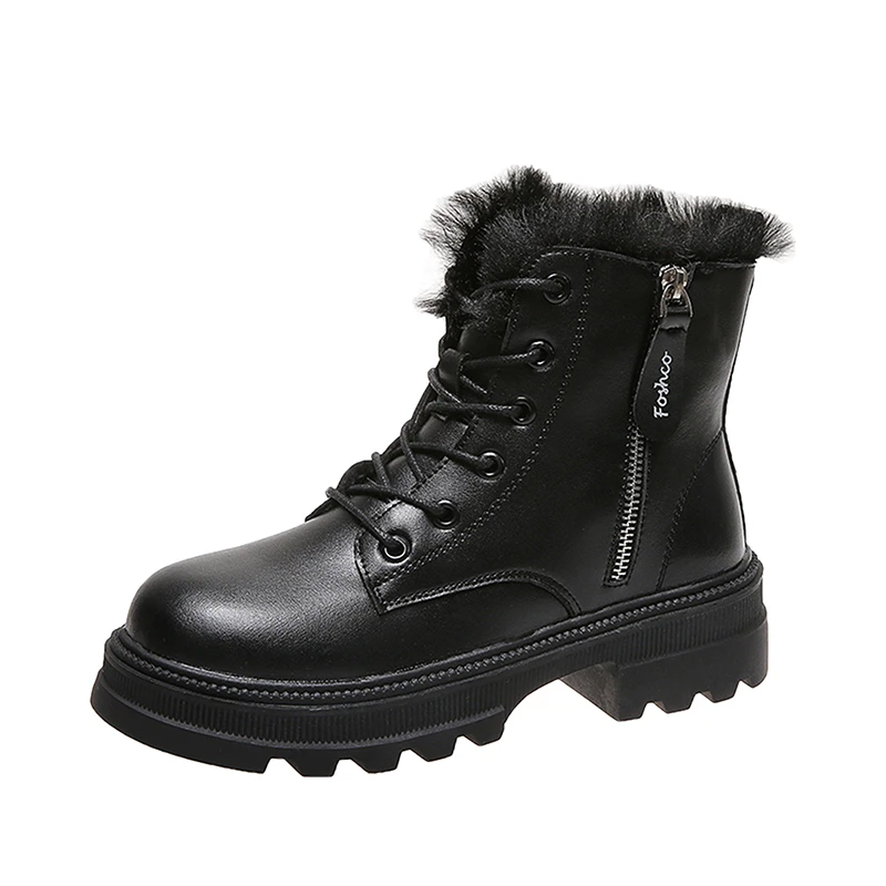 

British Style Sneakers Martin Boots Women's Platform Boots 2021 Winter Plush Ankle Warm Short Boots Female Shoe for Women Boots