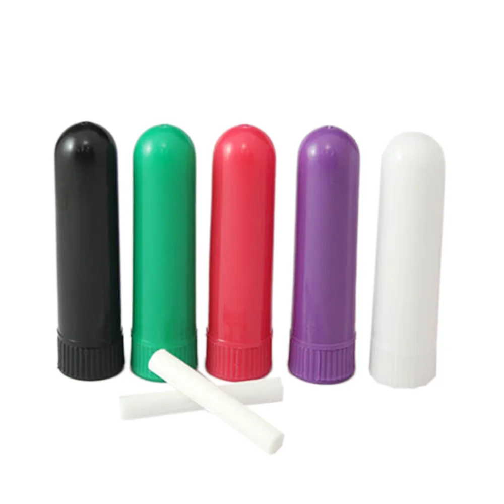 

24 Sets Refillable Essential Oil Blank Inhaler Tubes Empty Tubes with Cotton Wicks (Mixed Color)