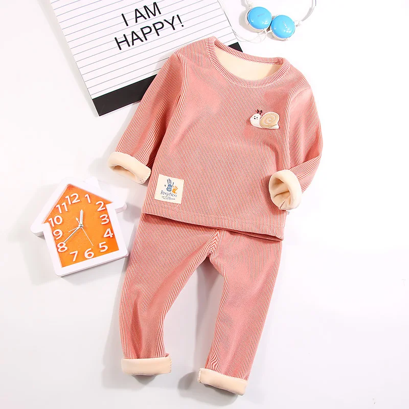 Детский комплект термобелья для мальчиков и девочек Вельветовая зимняя плотная