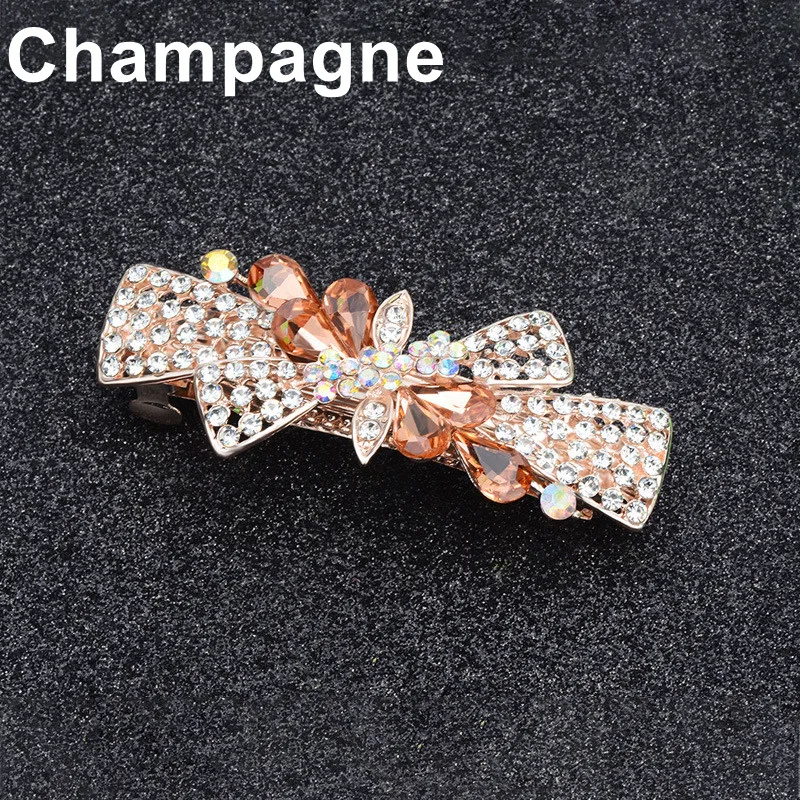 

Elegant Temperament Crystal Diamond Flower Hairpin Hair Accessories Women Spring Clip Top Hair Clips