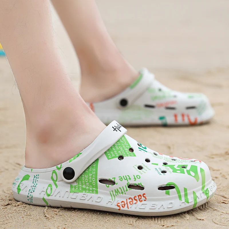 Сандалии мужские с рисунком модные шлепанцы для пар уличные пляжные сандалии