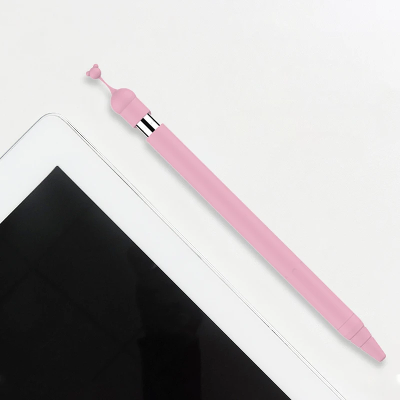 1 Set Cute Cartoon Bear Anti-scroll Silicone Protective Pouch Cap Holder Nib Cover Protective Case Skin For Apple Pencil 1st