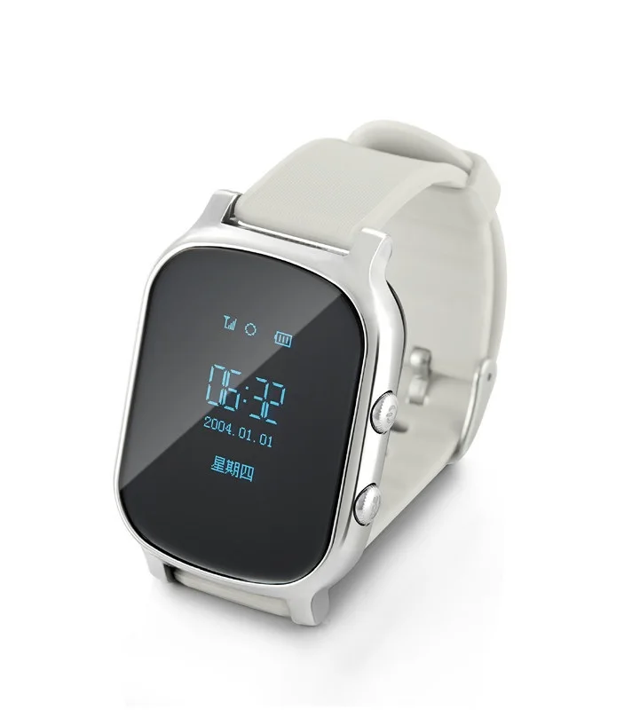 Oled экран черный T58 смарт gps LBS трекер локатор телефон часы для детей старшего ребенка студента умные часы с SOS дистанционным монитором - Цвет: Серебристый