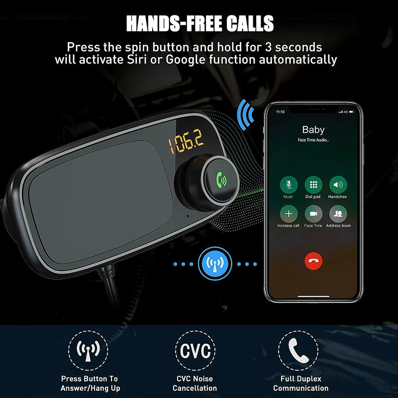 

Hot Sale Fm Modulator Transmitter Bluetooth 5.0 Fm Radio 3.1a Usb Car Charger Handsfree Car Kit Wireless Aux Audio Fm Transmiter