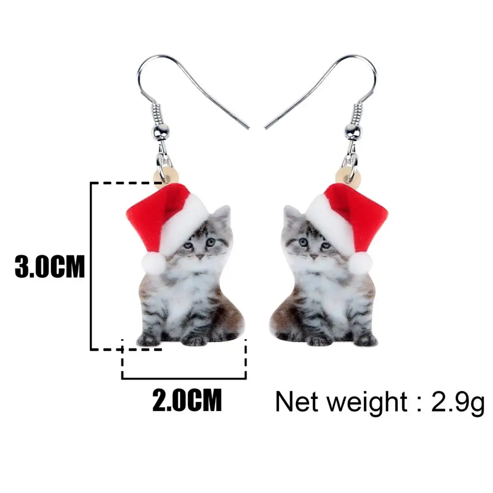 Bonsny акриловые рождественские милые серьги подвески в форме капли с изображением
