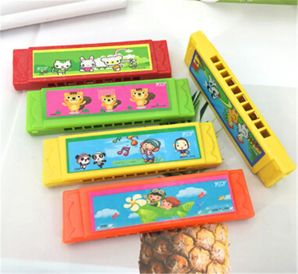 

Kids Early Educational Music Learning Toy Wood Plastic Harmonica Fun Double Row 16 Holes Musical Toy Harmonica Random Color