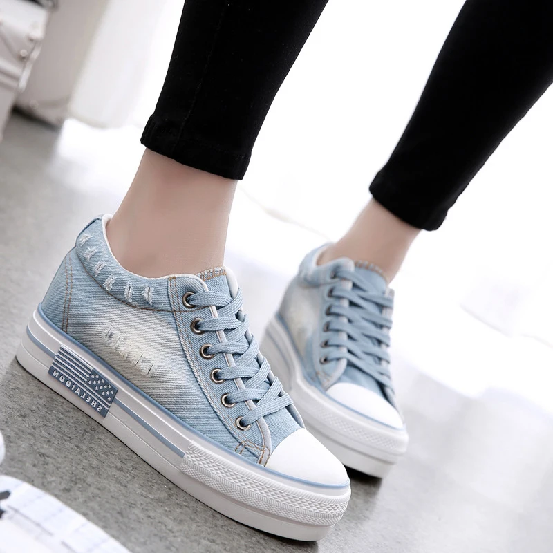 

2020 Fall New Fashion girl Canvas Sneakers Shoes Women Flats Platform Casual Shoes Lady high heels wedge platform Shoes NVX109