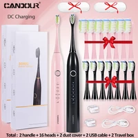 candour sonic electric toothbrush usb rechargeable 15 modes smart ultrasonic toothbrushes travel case ipx8 brush 16 teeth heads