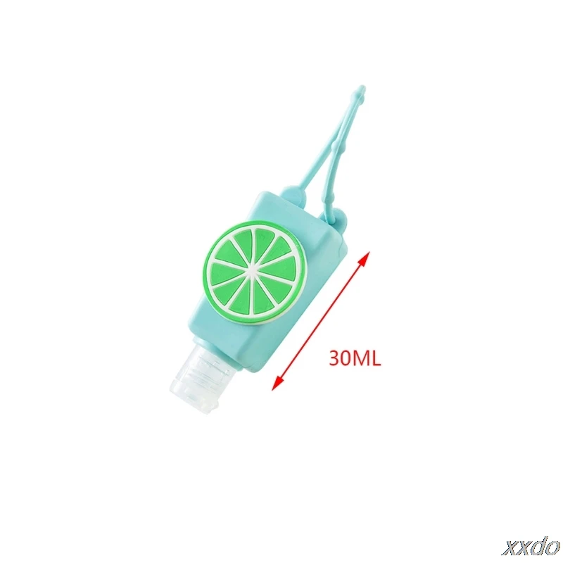 

5Pcs 30ml Refillable Empty Bottle with Colorful Cartoon Fruit Silicone Cover Portable Hand Sanitizer Container Dispenser