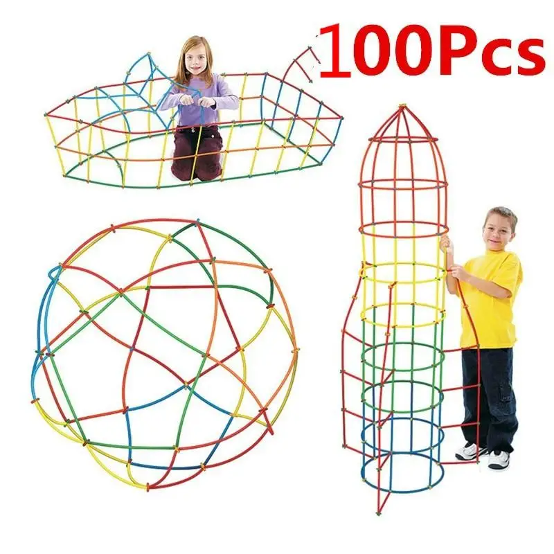 

4D space straw splicing assembly and inserting building blocks children's kindergarten building creative educational toys