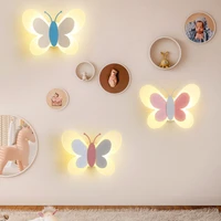 butterfly led wall sconce for kids bedroom night lights deco nordic creative modern background wall light indoor lighting lampki
