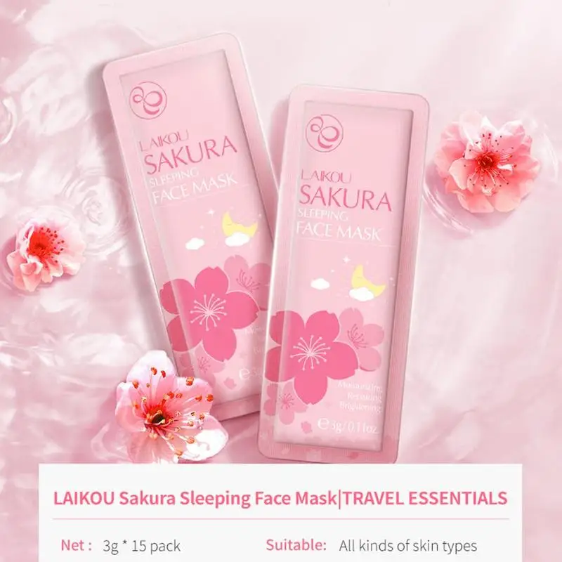 LAIKOU Sakura Sleeping Mask Green Tea Masks Soothing Anti-Acne Moisturizer No Wash Night Cream Facial Skin Care 3g/pcs | Красота и
