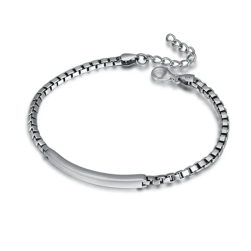 Подлинный 925 пробы Серебряный Простой модный гладкий Змеиный браслет цепочка