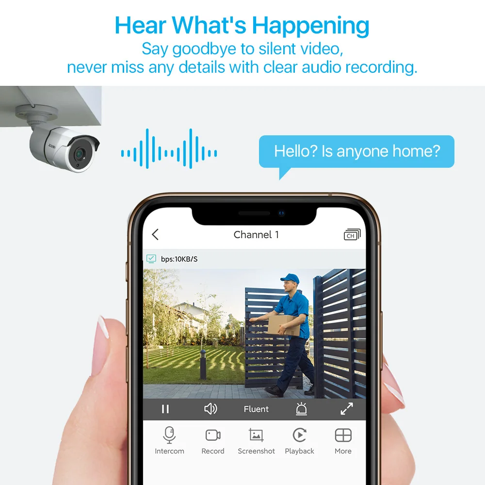 Pаспродажа ZOSI 4 комплекта домашних камер безопасности 1080P с аудиозаписью, встроенным микрофоном, 1920TVL 2.0MP HD-TVI камеры наблюдения