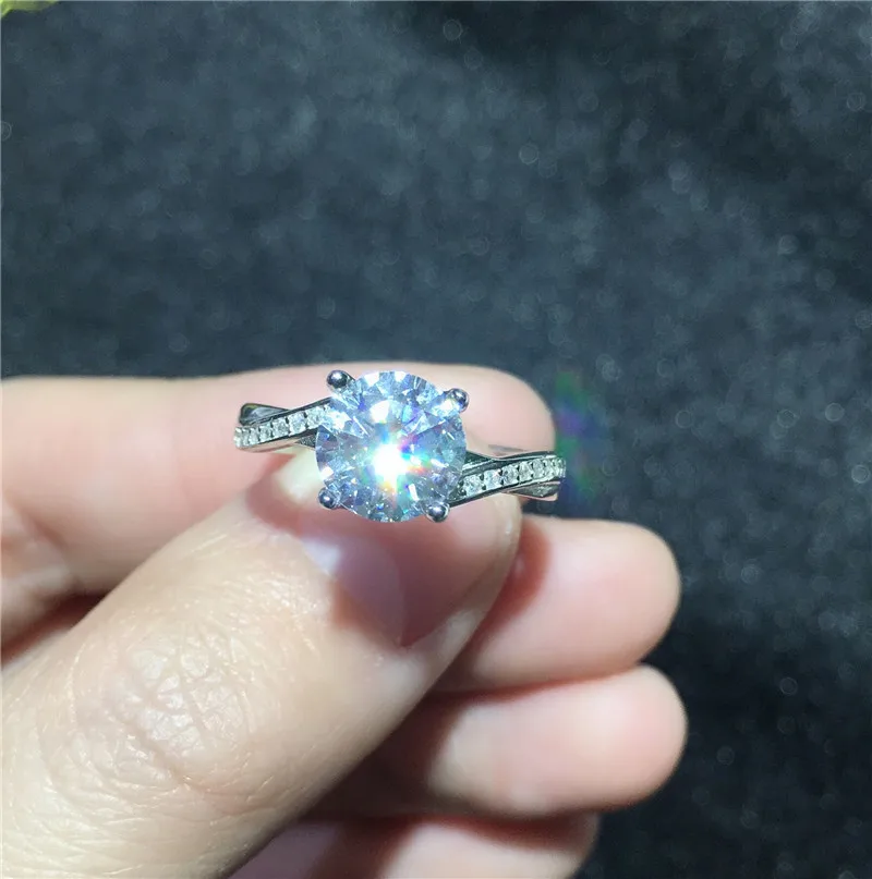 MeiBaPJ VVS1 D Color Moissanite Diamond Classic Ring for Women Real 925 Sterling Silver Charm Fine Wedding Jewelry on - Классическое кольцо MeiBaPJ с муассанитовым алмазом VVS1 D Color для женщин, настоящее серебряное 925-й пробы, изысканное свадебное укр