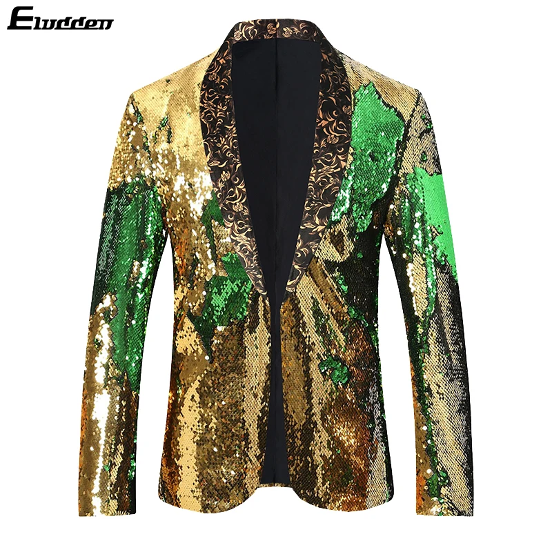 Блестящий красный костюм-смокинг с воротником-шалью и блестками мужской блейзер