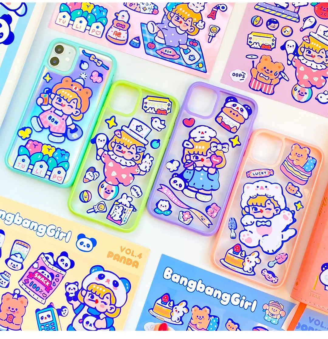 Bentoy Milkjoy New 2 Pages Cartoon Korea Bear Rabbit Animal Sticker DIY Luggage Label Home Post Laptop Bag Cup Accessory |