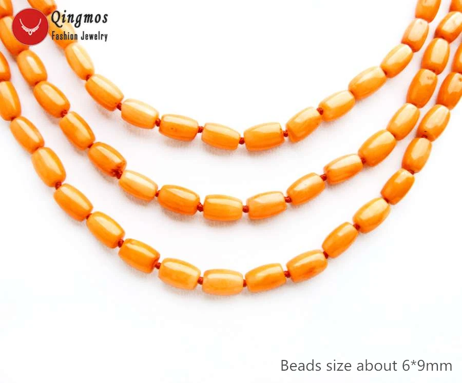 Женское Ожерелье Qingmos из натурального оранжевого коралла с толстыми кусочками 6*9