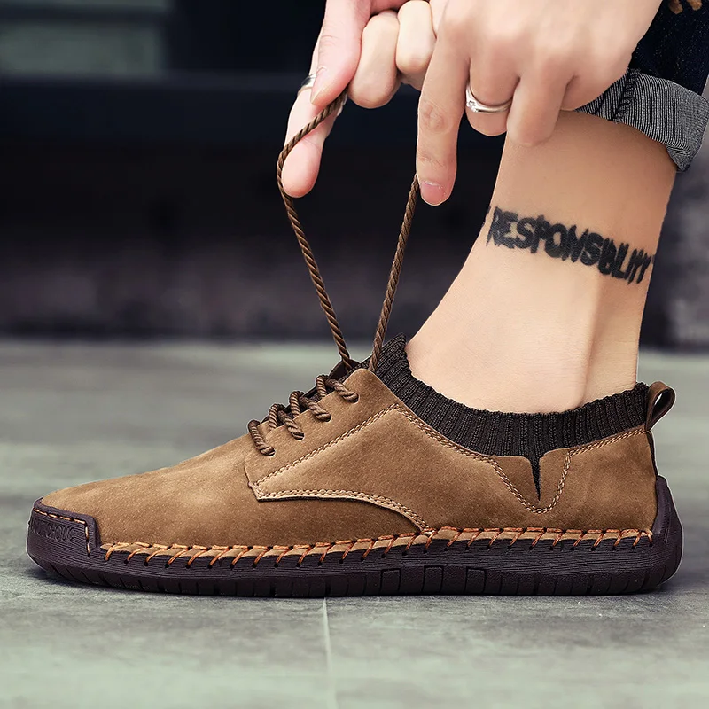 Модные Повседневные кроссовки Мужская обувь Мужские лоферы из натуральной кожи