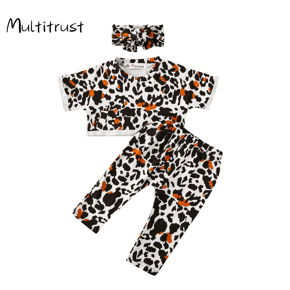 

Baby Girls Summer Suit New Clothes Infant Toddler Girls Leopard T-shirts Tops+Long Pants Children Csaual Tracskuits Outfits 1-4Y
