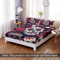 3d print fashion sugar skull fitted sheet queen king size modern elastic band bed sheet customize home bedroom decoration