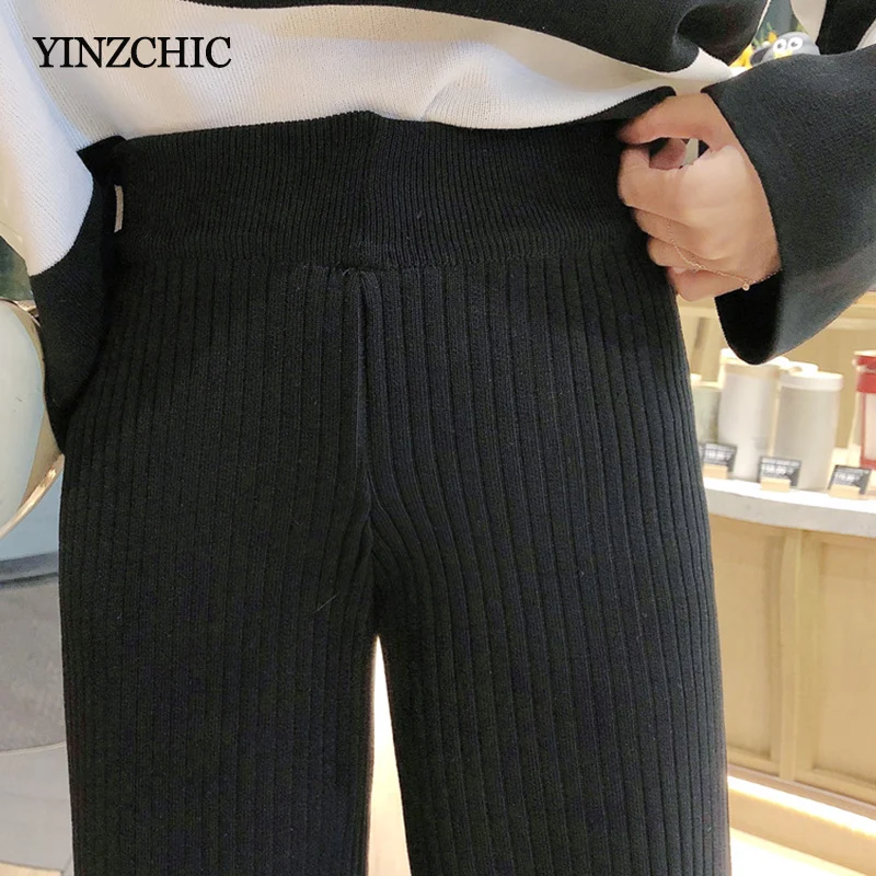 

Chic New Autumn Knit Suit Woman Striped Loose Sweater Loose Pants Set for Woman Female Casual 2pcsc Knitted Top Pants Set Suit