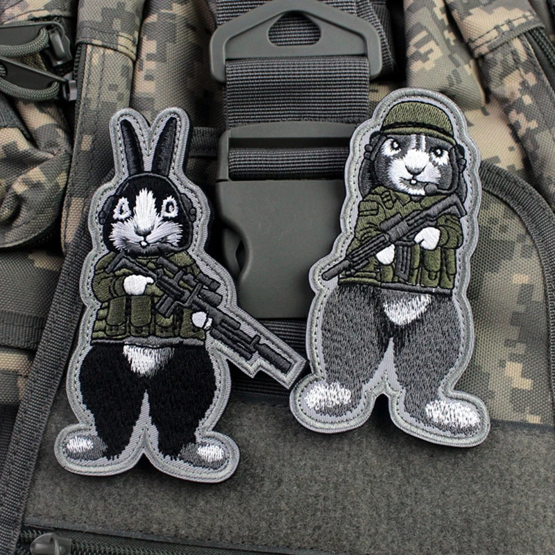 Animal Series Embroidery Patch Tigher Bear Wolf Fox Bulldog Dog Monkey Rabbit Warrior Armed Guns Badge Clothing DIY Accessories | Дом и сад