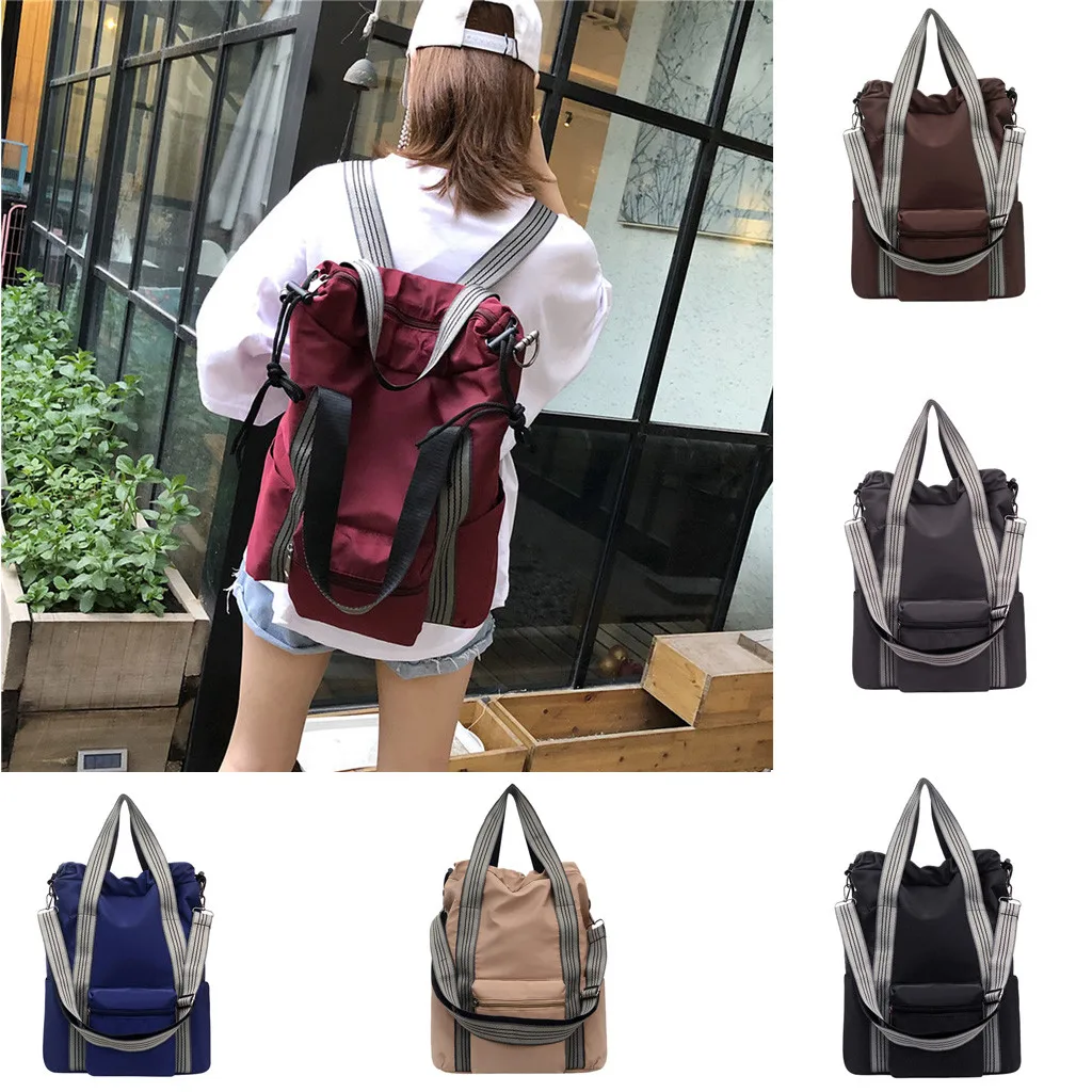 Solid color Women backpack Retro Fashion Waterproof Nylon Backpack School Bags For Teenagers Mochilas Travel Backpacks#N3 | Багаж и сумки