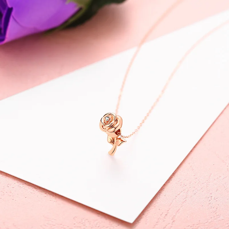 Романтическая подвеска в виде розы из натурального золота 18 К Очаровательное