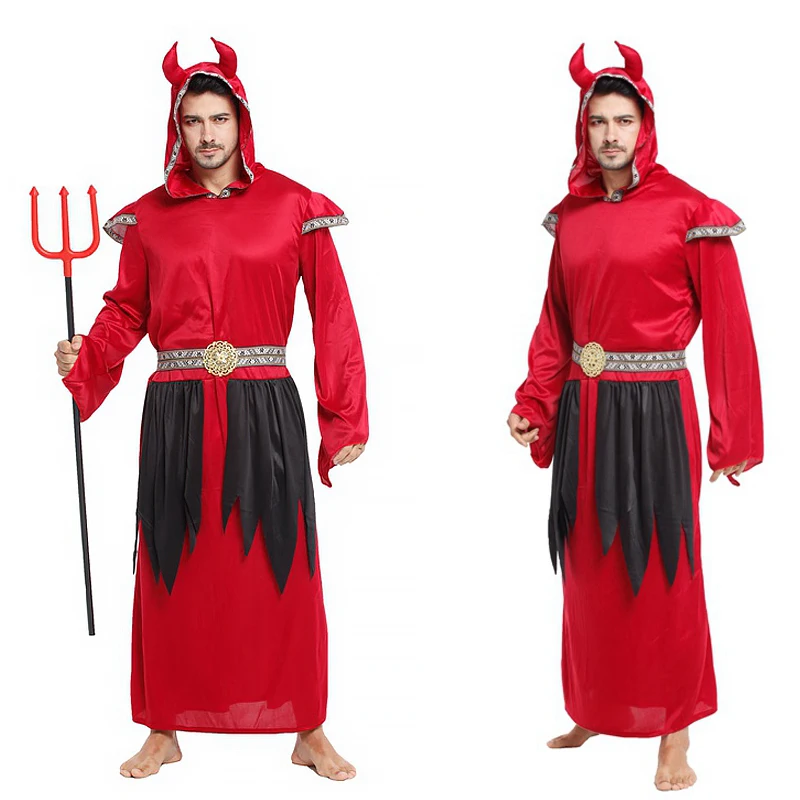 Костюм сатаны дьявола на Хэллоуин верх брюки с обувкой чехол для взрослых