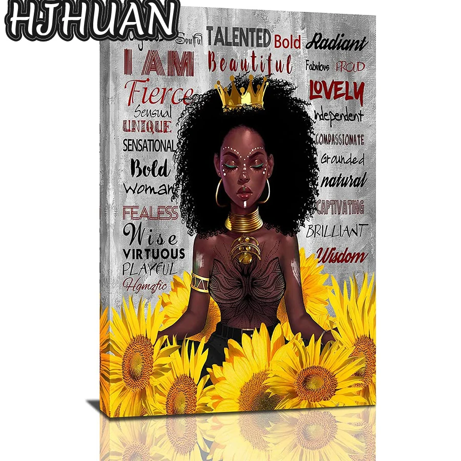 

5D DIY African Queen, Sunflower Diamond Painting Cross Stitch Full Drill Embroidery Mosaic Picture Of Rhinestone Gift Home Decor