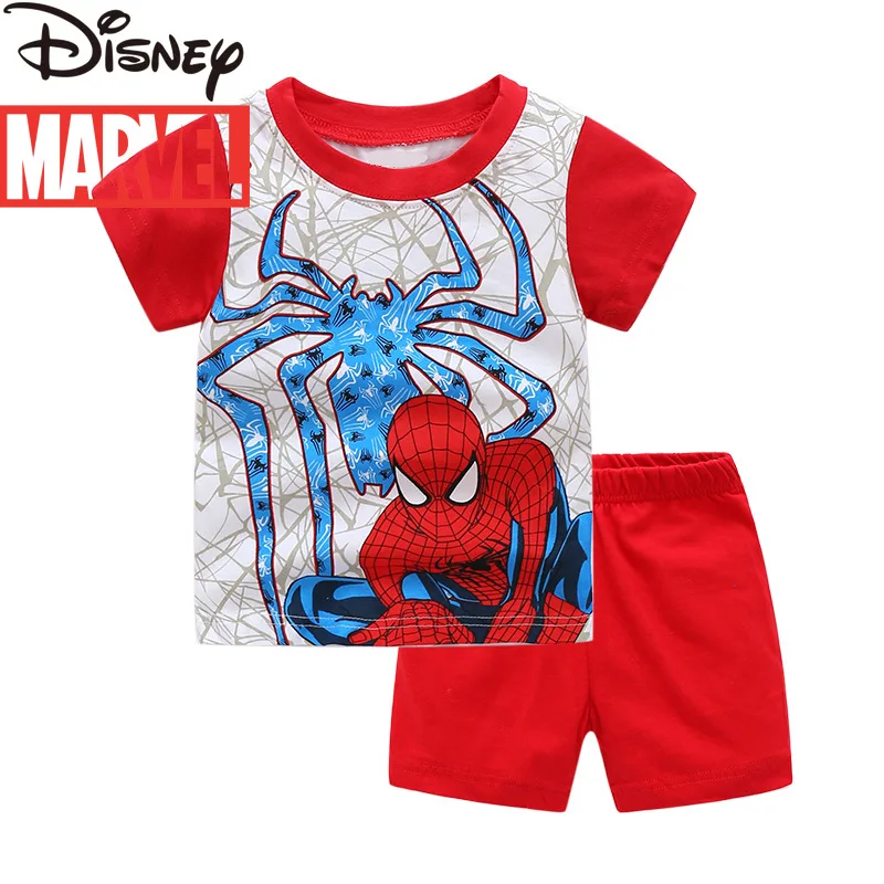 

Original Disney Marvel Cotton Children's Short-sleeved Pajamas Two-piece Set Boys Printed Pajamas Home Service Boys Clothes