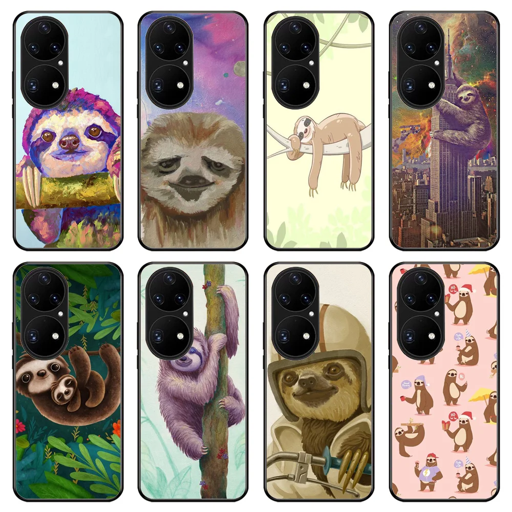 

Cute Cartoon Anime Sloth Phone Cover For Huawei P30 P40 P50 Pro Mate 40 40PRO PLUS HONOR 50 50Pro 50SE Non-Slip Frame Phone Case