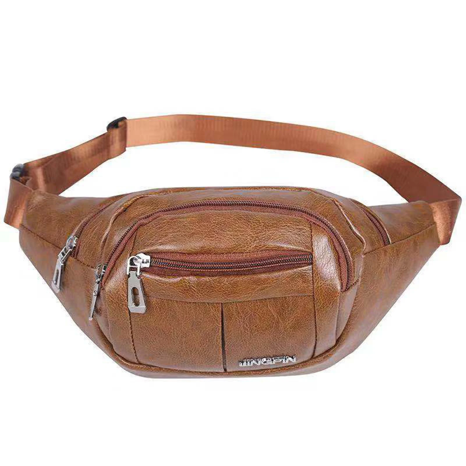 

Hot PU Sling Bag Zipper Waterproof Crossbody Chest Fanny Pack Quickdraw Closure Adjustable Strap Small Daily Shoulder Bag