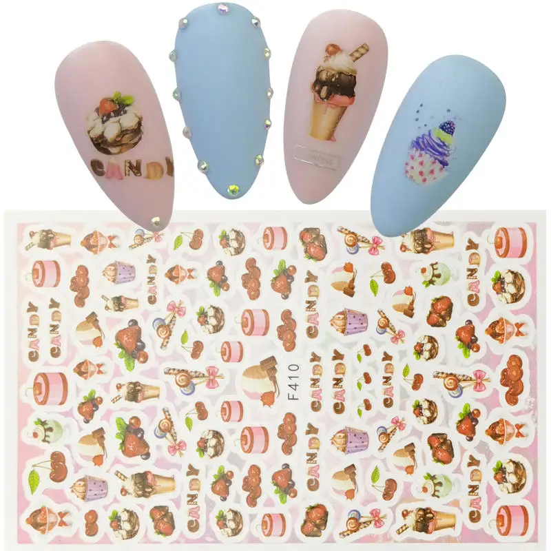 Flower Adhesive 3D Nail Sticker Foil for Nails Art Decoration Lemon Butterfly Fawn Designs Decals Manicure Supplies Tool - купить по