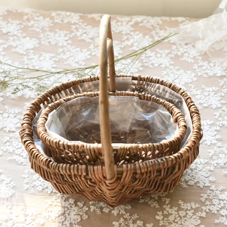 Плетеная плетеная корзина ручной работы полукруглая соломенная плантаторная с