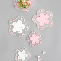1pc flower insulation coaster cherry blossom table mat non slip coffee tea cup holder tableware dish tray kitchen accessories