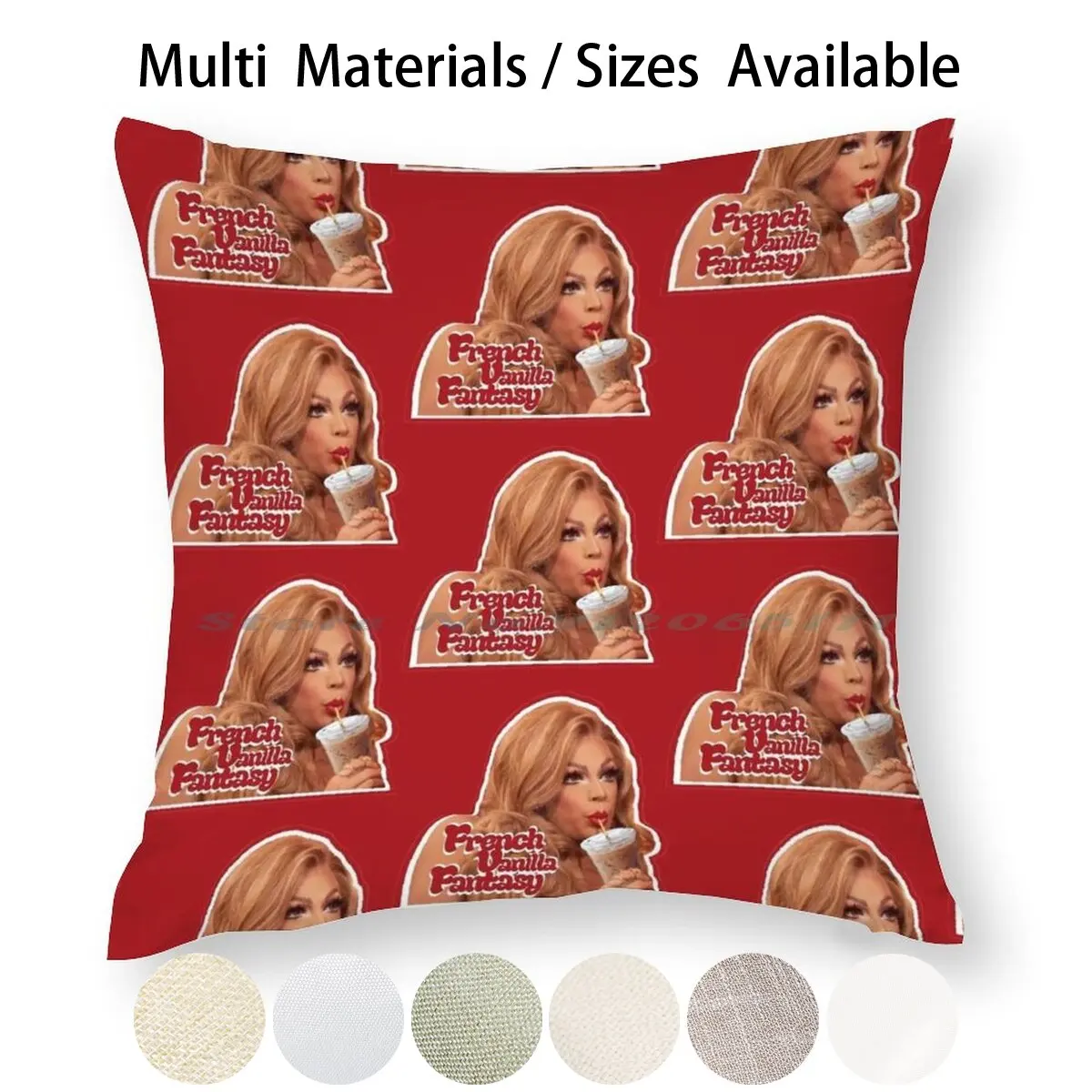 Чехол для подушки Valentina френч-чехол ванильного цвета из хлопка и льна с рисунком