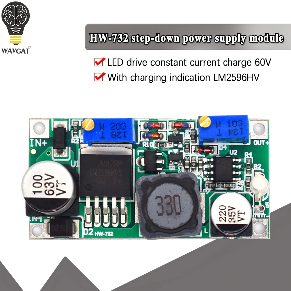 WAVGAT LM2596HV DC Шаг вниз CC CV Регулируемый Питание модуль 5 55V до 1 25 30 в 15W|Интегральные
