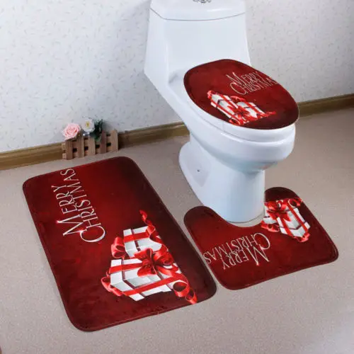 

3pcs Christmas Toilet Seat Cover Snowman Merry Chritmas Toilet Lid Cover Christmas Decorations for Home Xmas Bathroom Decoration