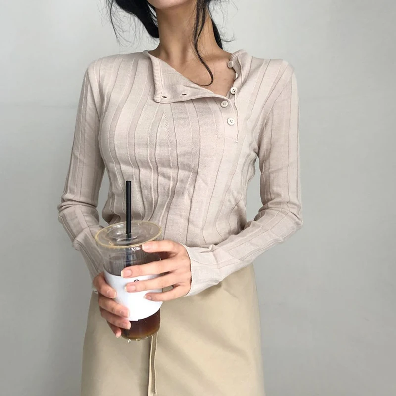 BGTEEVER 2019 осенне-зимний тонкий свитер Женский вязаный джемпер с длинным рукавом и