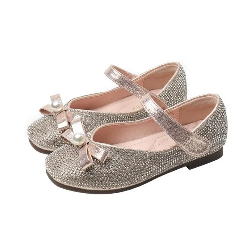 

Quality Baby Girls Shoes Children Kid Pearl Bowknot Sequin Party Dance Shoes Toddler Girl Wedding Children's Comfortable Flats