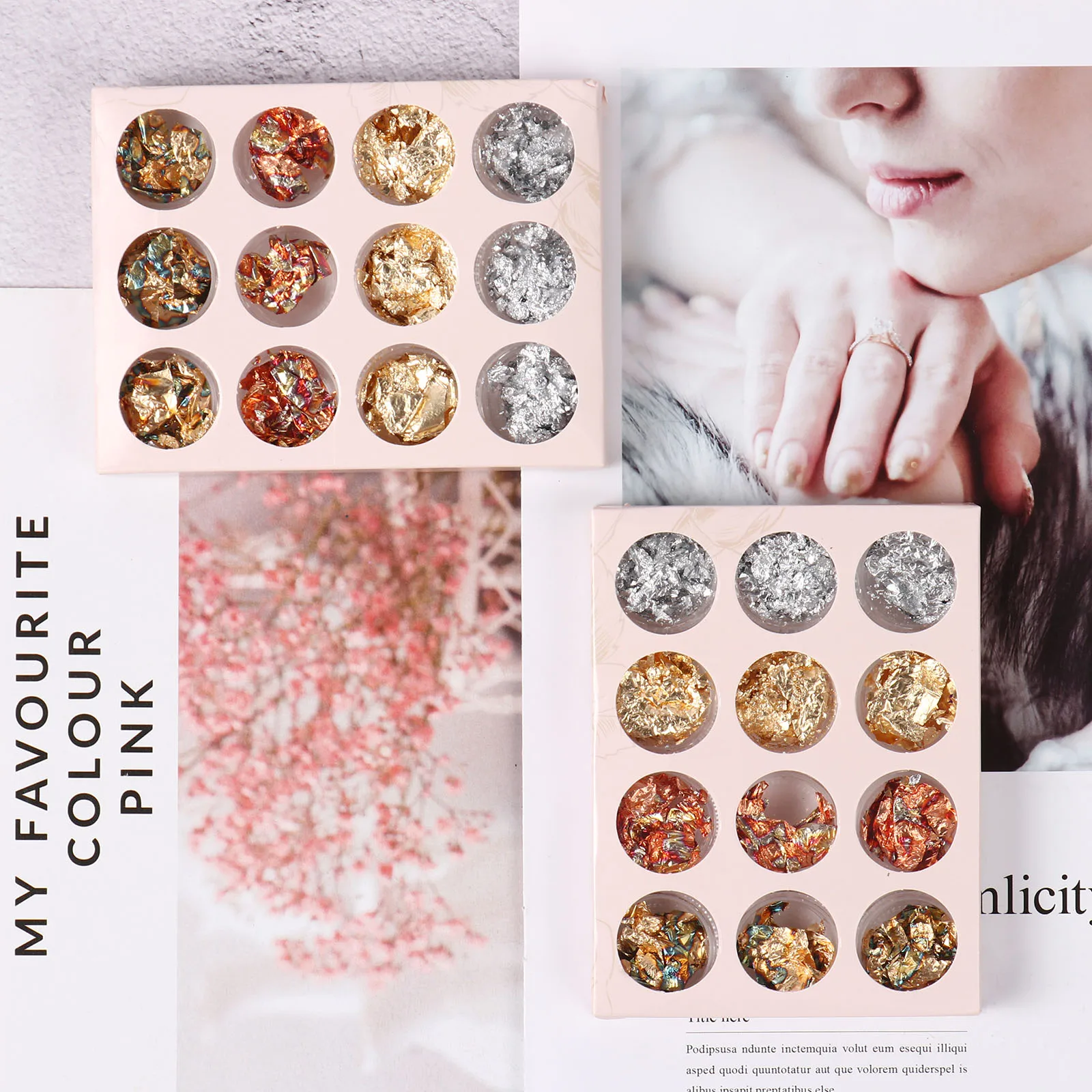 12/24 Блестки для ногтей цветные золотые листья фольга бумага декоративные блестки