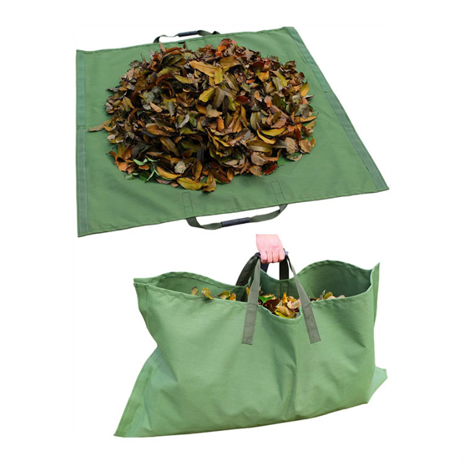 

2 in 1 Leaves Storage Bag Multipurpose Heavy Duty Trash Collecting Mat Reusable Canvas Bag for Garden Courtyard Lawn ALS88