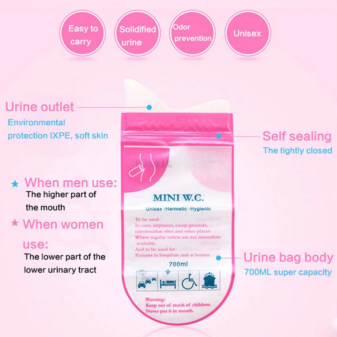 700 мл автомобильный мешок для мочи мешки рвоты мини-мобильные туалеты удобный
